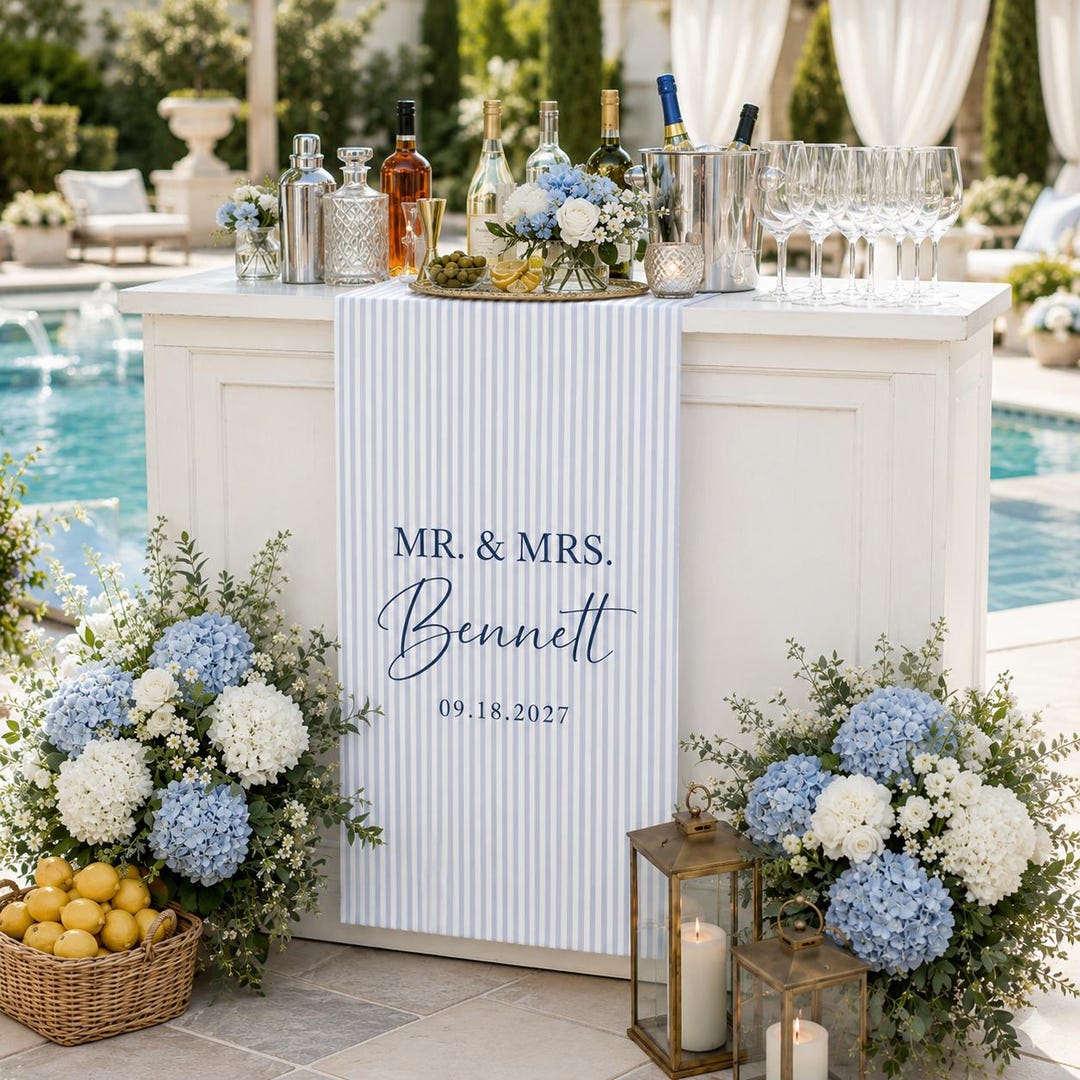 Personalized Linen Striped Bar & Event Sign, Wedding, Birthday ...
