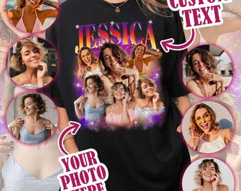 Custom Bootleg Rap Tee | Personalized 90s Vintage Photo T-Shirt | Custom Couple Shirt | Your Own Bootleg Graphic Tee