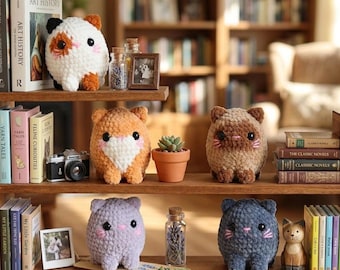 Emotional Support Cat, Positive Crochet Kitten, Handmade Desk Buddy, Anxiety Relief Gift, Thinking of You, Small Pocket Hug Cat