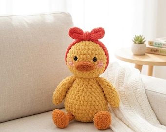 Handmade Crochet Duck Plush, Cute Amigurumi Animal Toy, Kawaii Desk Decor, Gift Idea for Duck Lover Kids Friend