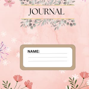Digital Flora Journal | Printable Notebook with Lined & Notes Pages | Aesthetic Pink Journal PDF | cute Stationery for school or Work