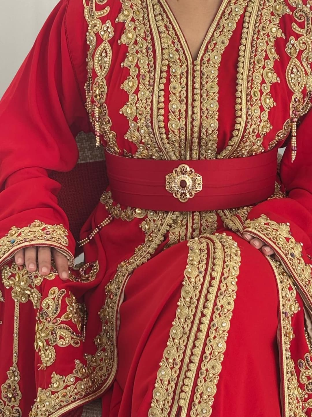 Arabian Takchita Gown With Crystal Embroidery