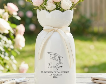 Vaso de flores personalizado para formatura, com nome e escola personalizados, presente para formatura da faculdade, presente para formatura do ensino médio, decoração para a turma de 2026.