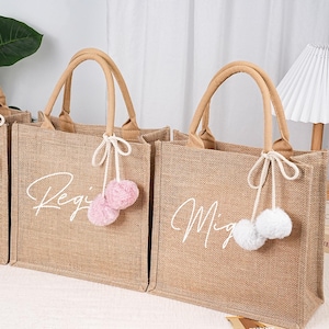 Personalized Burlap Totes, Custom Burlap Gift Bags, Bridesmaid Proposal Bags,Bridal Party Gifts, Beach Tote Bags, Bridesmaid Gift Bags