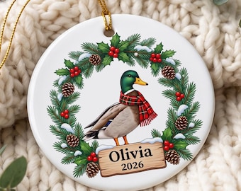 Baby's First Christmas Ornament, Personalized First Duck Christmas Ornament, New Mom Holiday Gift, 1st Birthday Gifts, Baby Shower Keepsake