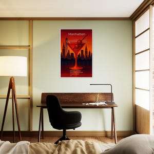 Arte de la pared del cartel del cóctel de Manhattan