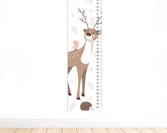 Woodland forest personalized GROWTH Chart   - Deer Nursery Decor,  Wall Height Chart, Kids Height Chart