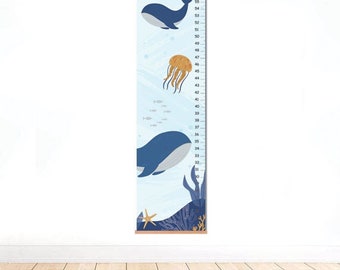 Personalized Whale Growth chart, under the sea nursery wall decor