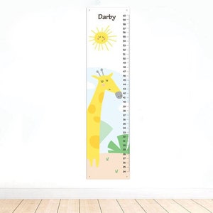 Giraffe groeimeter, gepersonaliseerde Giraffe hoogtemeter voor jongen, meisje of genderneutraal kinderdagverblijf, Safari dieren decor, baby shower cadeau