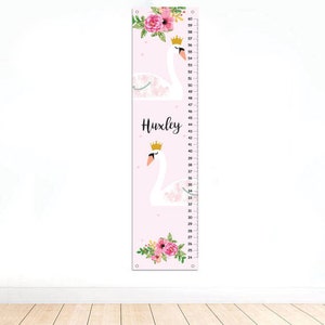 Gepersonaliseerde Swan GROEI GRAFIEK Girl Room Decor-Baby Shower Decor- Roze en wit