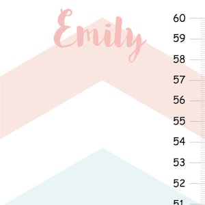 Chevron gepersonaliseerde GROWTH Chart in pastelkleuren - Chevron Nursery Decor, Growth Chart Girl, Height Chart