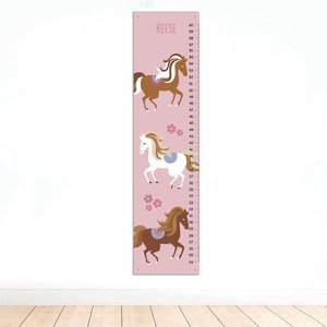 TABLEAU DE CROISSANCE du cheval - Décor de chambre de fille - Décor de douche de bébé - Tableau de croissance du cheval rose et blanc - Tableau de croissance pour fille