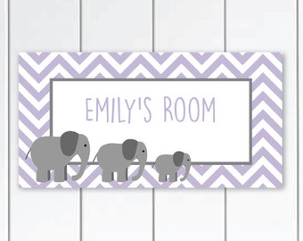 P2519 personalized baby boy bedroom door sign elephant and chevron boys nursery decor grey accents decor