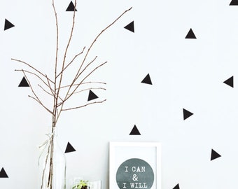 Black and White Nursery Decor, Triangle Wall Decal, Black Vinyl Decal, Triangles Patterned Wall Stickers for kids
