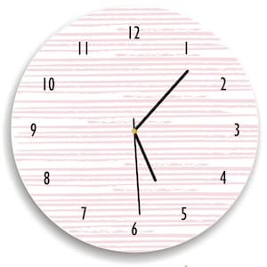 Pale light pink clock - Line Pattern WALL Clock - Minimalist hand drawn lines pattern - Blush colored Nursery Wall Clock