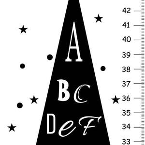 Alphabet Kinder-Wachstums-Diagramm, ABC-Schwarz-Weiß-Wand-Dekor - Kinderzimmer Wandkunst, Monochrome Raumdekor