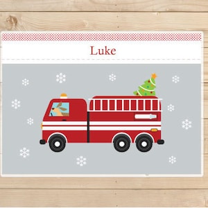 Christmas gifts - Firetruck-Dog-placemat---Kids-Personalized-Placemat-for-Christmas