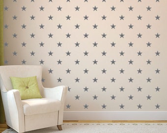 Gray Stars Children Wall Decal, Patterned Stars Wall Stickers, Vinyl Kids Wall Art