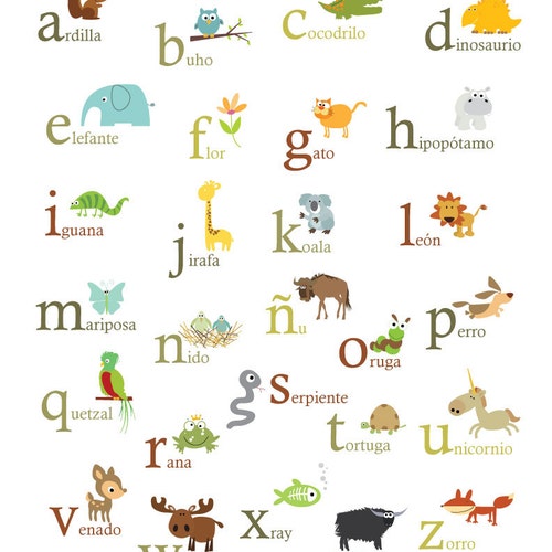Spanish Nature Themed Alphabet 11x14 Spanish ABC - Etsy Sweden Spanish Nature Themed Alphabet 11x14 Spanish ABC - Etsy Sweden