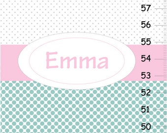 Toise de croissance personnalisée à pois rose et gary