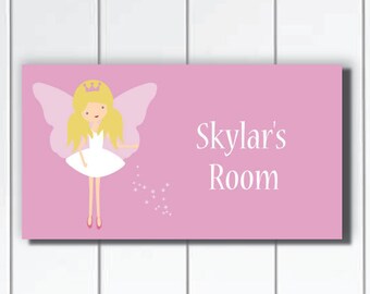 Personalized Kids Door Sign,  Fairy Girls Bedroom and Baby Nursery Wall Art