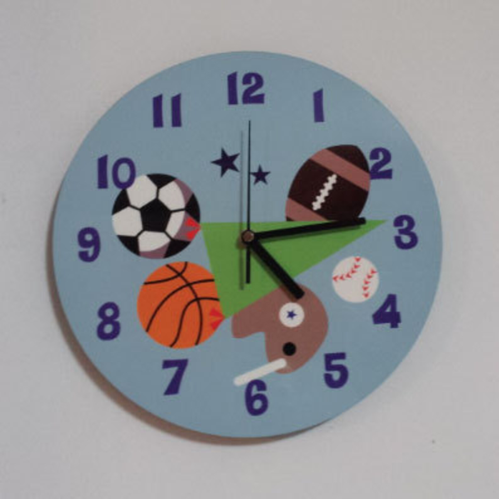 Kids Wall Clock Children Room Decor Allstar Sport Wooden Etsy