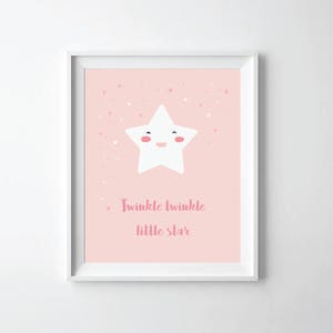 Star print, Baby Star Decor, Pink Nursery wall decor, Baby Gift, Kids star print, Kids room decor, twinkle twinkle little star Nursery decor