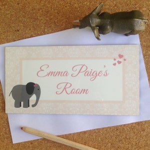 Elephant-DOOR-SIGN-Girls-Bedroom-Baby-Nursery-Pink-and-Grey-Damask-