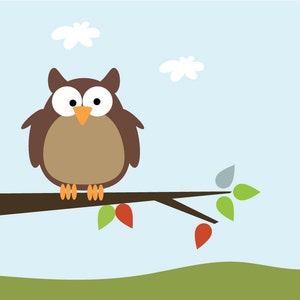 Personalized Kids Placemat Cute Owl on Tree, Children Owl Placemat, Laminated Placemat. image 2