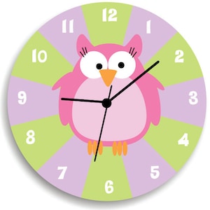 Owl WALL CLOCK Girls Bedroom Wall Decor.