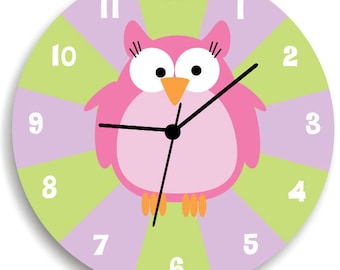 Buho reloj chicas dormitorio pared decoración de la pared.