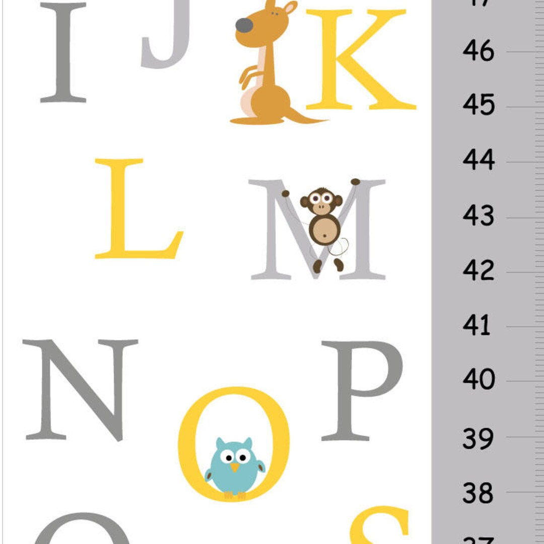 Text Height Chart Using Letters Personalized Alphabet Height Chart Yellow and Gray - Etsy