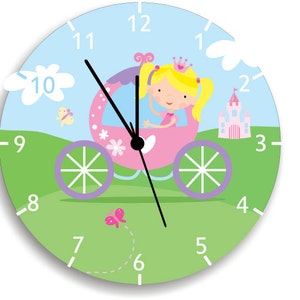 Girls Princess wall Clock Pink Castle Clock Girls Bedroom Wall Art Baby Nursery Decor