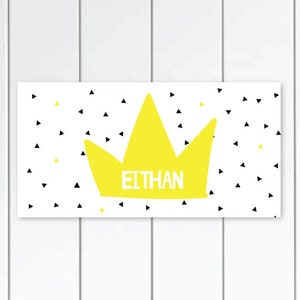 Princes crown - black and white nursery - triangle bedroom decor personalized door sign