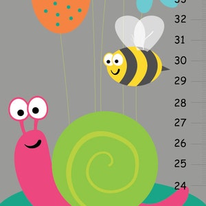 Children&#39;s Growth Chart - garden creatures - Personalized Height Chart