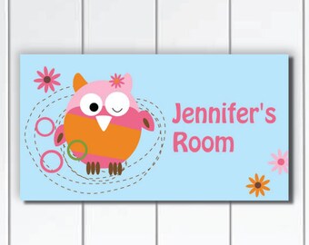 Personalized Door Sign for Children, Zutano Owl, Nursery Wall Art