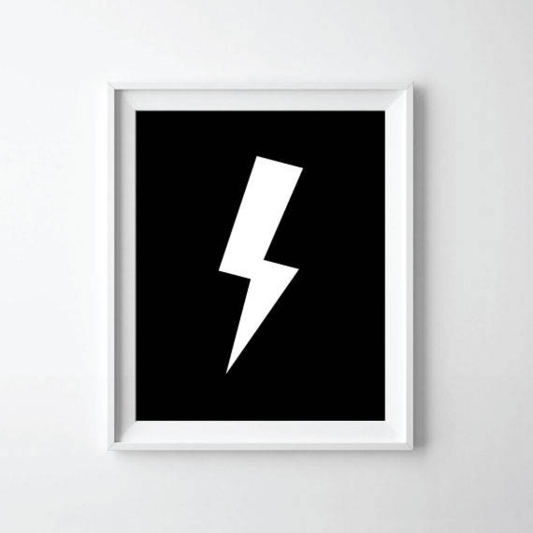 INSTANT DOWNLOAD - Black and White Minimalist Lightning Bolt Poster ...