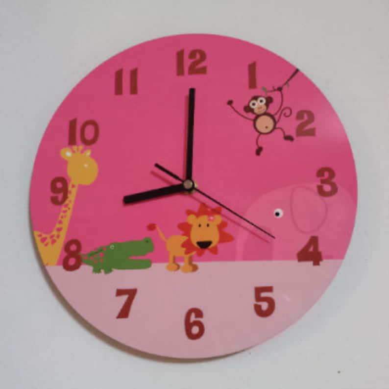 Jungle Animal Safari Nursery Wall Clock for Girl Etsy