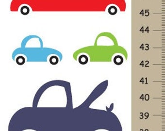 Personalized Growth Chart - Colorful Vehicles Kids Wall Art