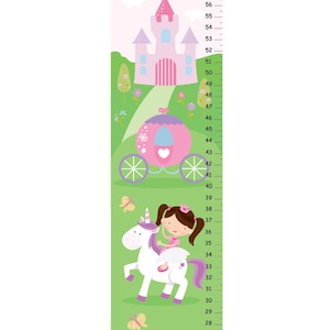 Personalized Princess growth chart, Fairy tale Pink Carriage and Palace height chart, princess nursery room decor