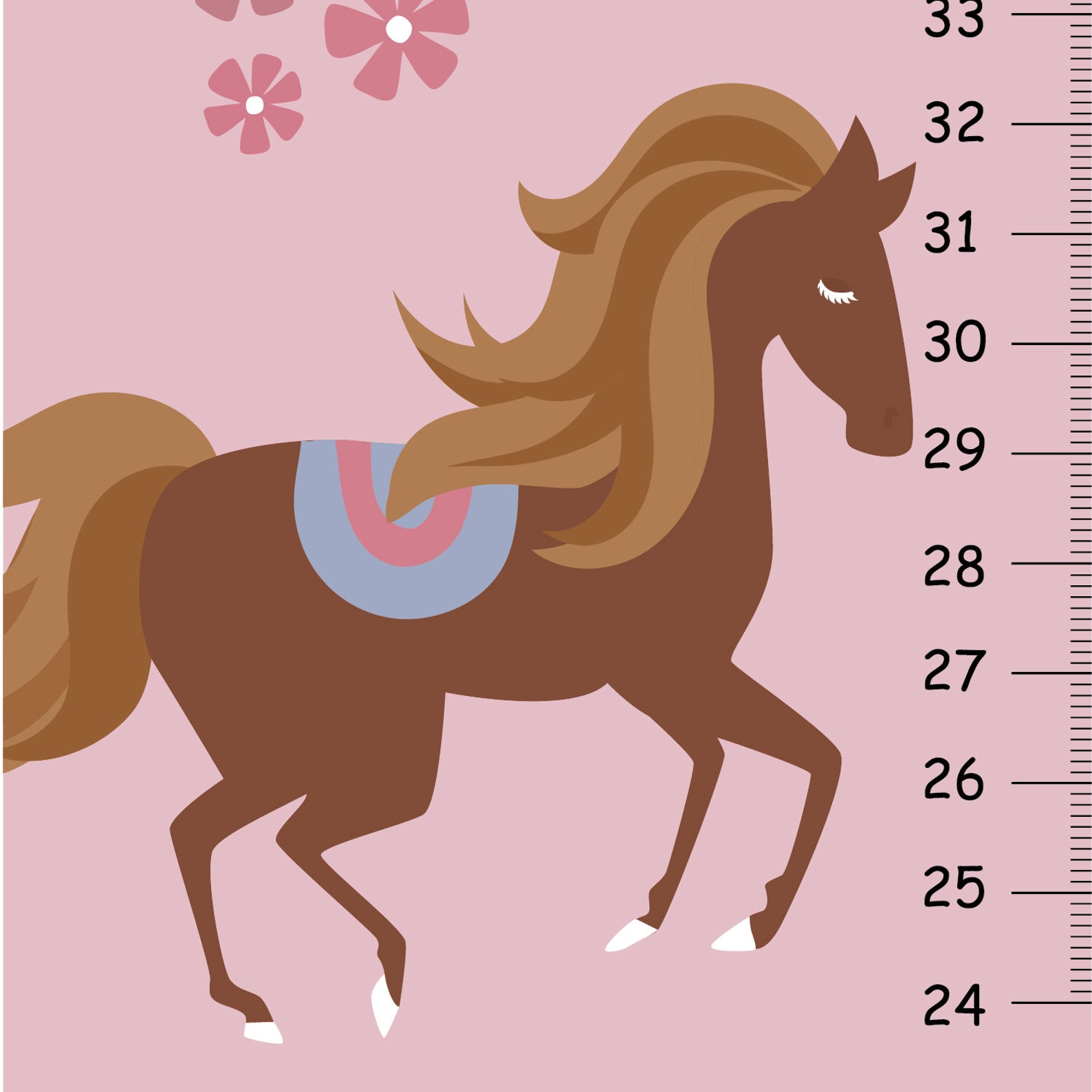 Horse GROWTH CHART Girl Room Decor Baby Shower Decor Pink Etsy