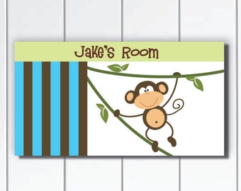 Aqua Monkey Kinder Schlafzimmer Badezimmer Baby Kinderzimmer Tür Zeichen Wandkunst