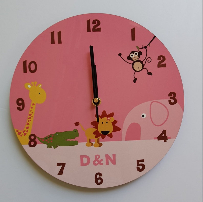 Jungle Animal Safari Nursery Wall Clock for Girl Etsy