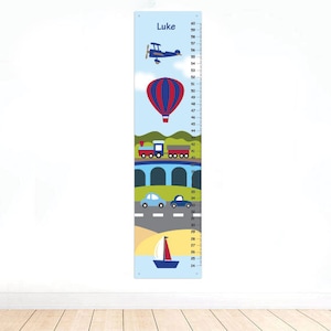 Tableau de croissance de la toile de transport - Bateau, train, montgolfière et avion