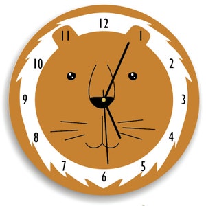 Lion Wall Clock -  Kids Room Decor - Lion Nursery Clock  - Lion Nursery Art Clock  - Children Bedroom Decor Mustard