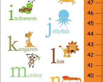 Personalized Alphabet Animals Children Growth Chart