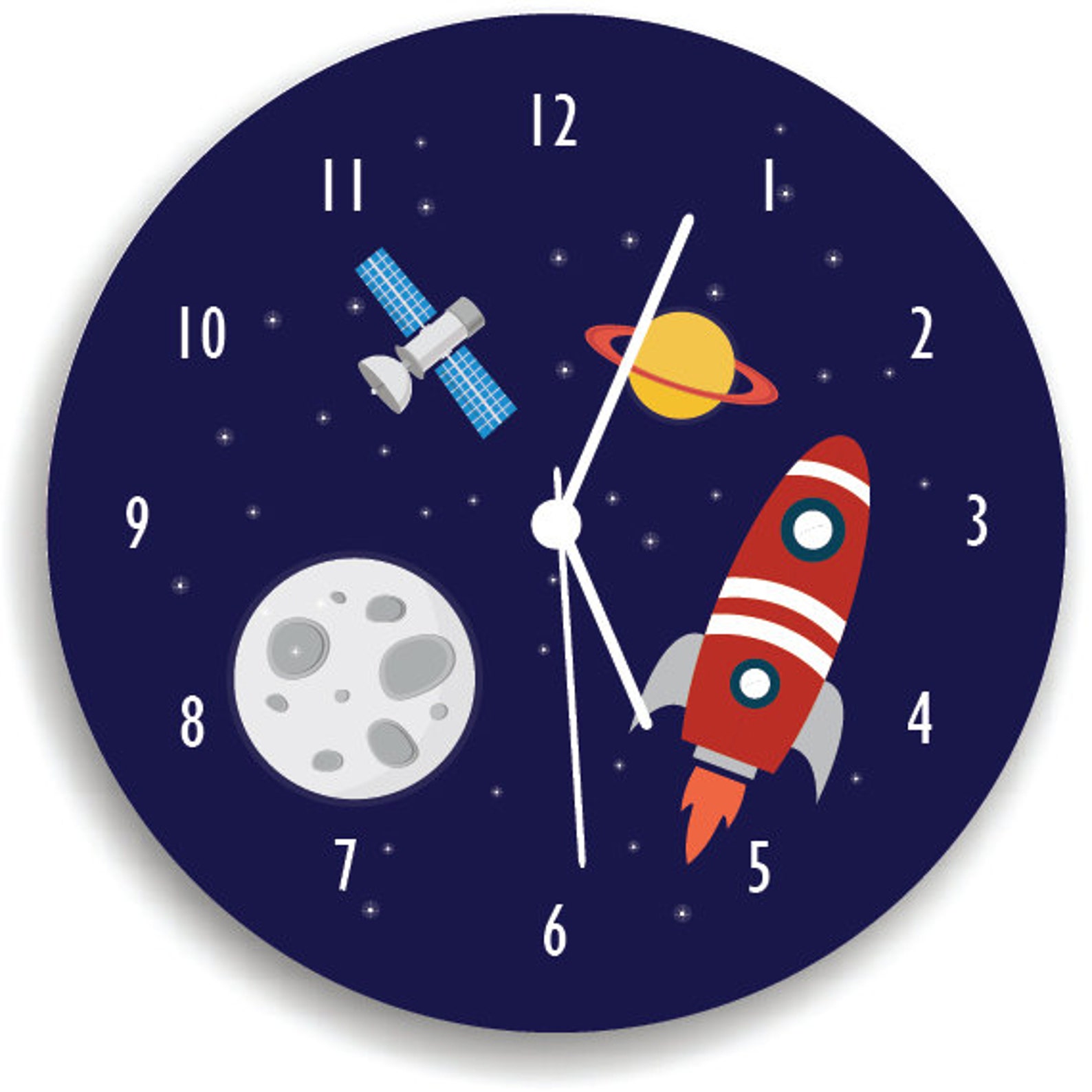 Kids Wall Clock Nursery Room Decor Space Boys WALL CLOCK Etsy