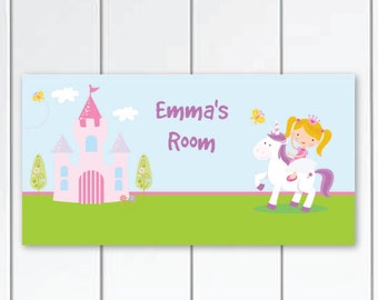 Signo de puerta de princesa para las niñas, Castillo de princesa y Unicornio, dormitorio princesa, Little chicas personalizado decoración de la pared