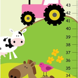 TABLEAU DE CROISSANCE personnalisé des animaux de la ferme Vache Cheval Coq Coq Filles Chambre Bébé Pépinière