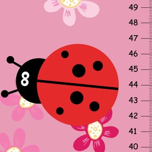 Gepersonaliseerde Lady Bug Canvas groeigrafieken, roze decor kunst aan de muur voor meisjes